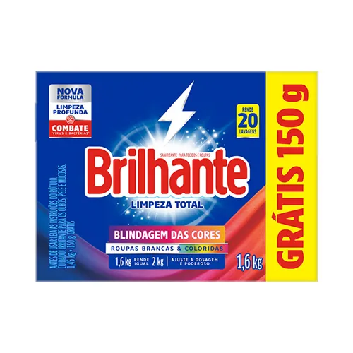 LAVA ROUPA BRILHANTE CX 1,6KG  LIMP TOTAL