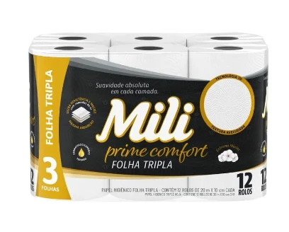 PAPEL HIGENICO MILI FOLHA TRIPLA  12R