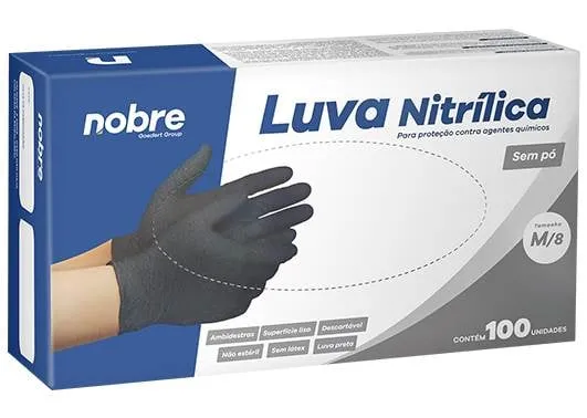 LUVA NITRILICA M PRETA CA44567- NOBRE