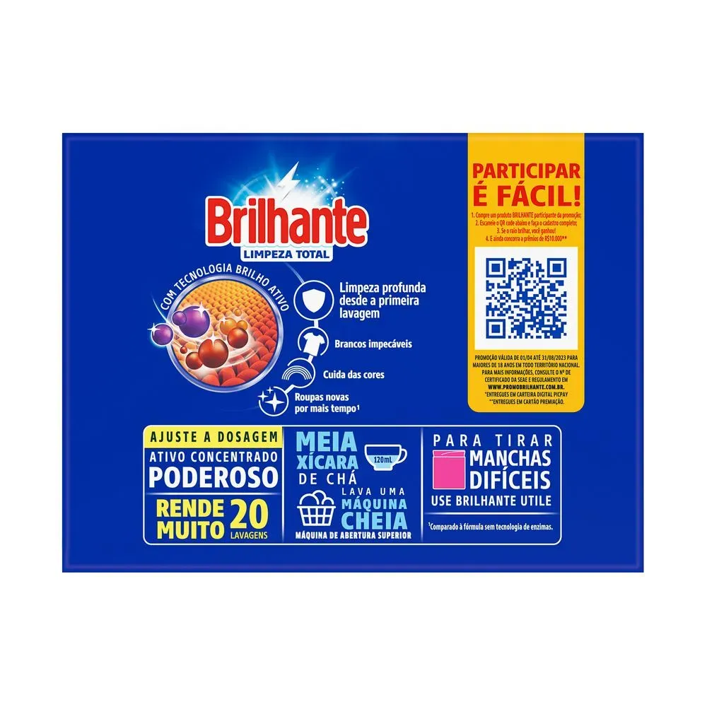LAVA ROUPA BRILHANTE CX 1,6KG  LIMP TOTAL