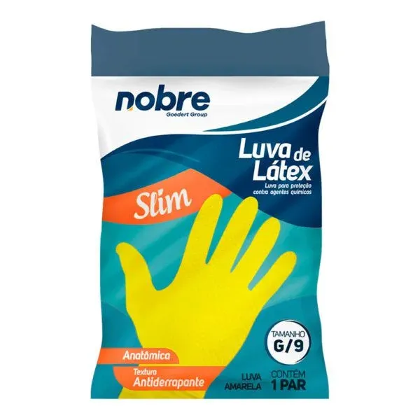LUVA DE BORRACHA/LATEX SL 01 "P" AMARELA NOBRE